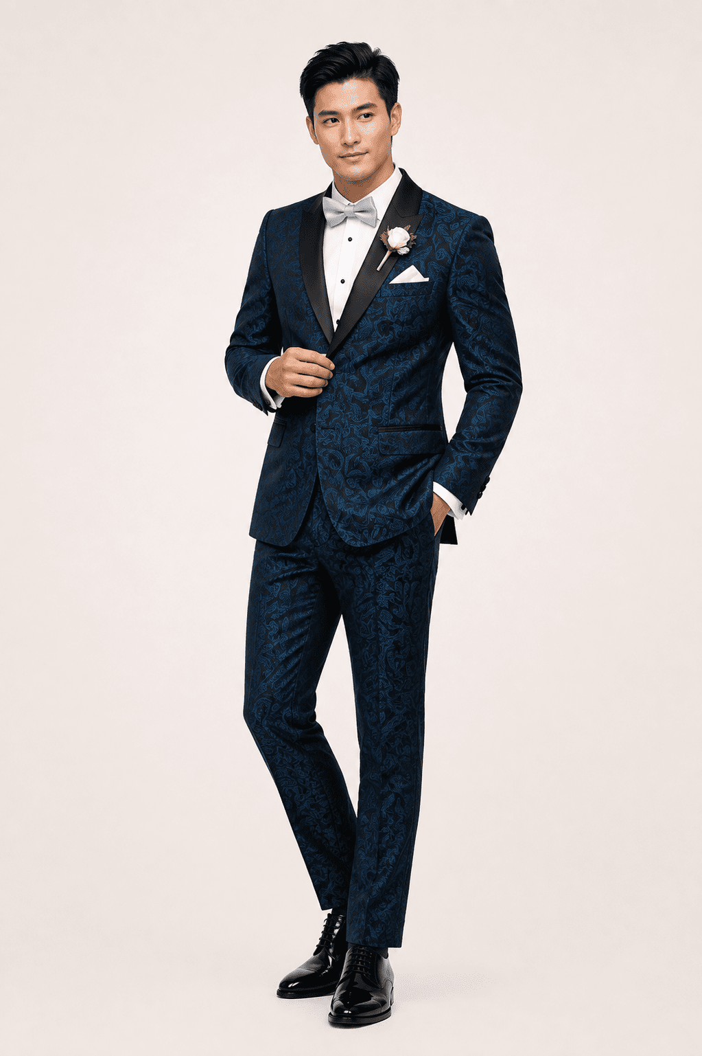 Blue Noir Jacquard