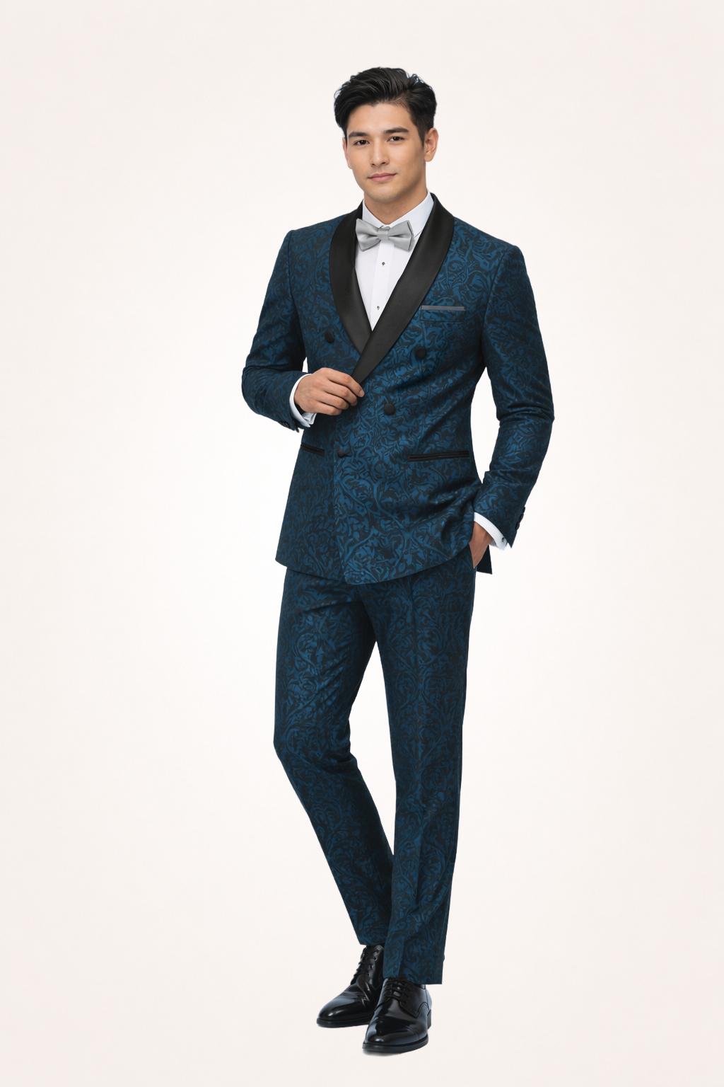 Blue Noir Jacquard